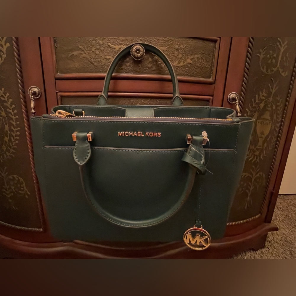 Michael Kors Dark Green Tote Bag